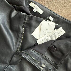 VINCE Leather Trousers Black Pleat Front Pants